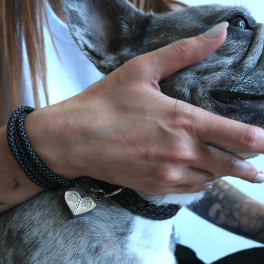 "Sidekick" Magnetic Heart Dog Collar & Necklace/Wrap Bracelet Set